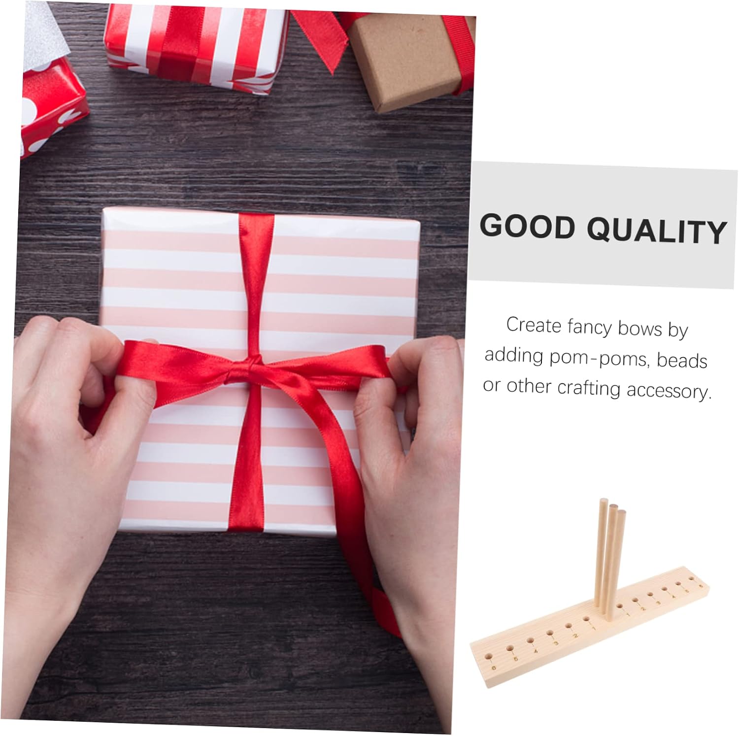 HOODANCOS Wooden Bow Maker Tool Craft Bowknot Maker for DIY Occasion Decorations
