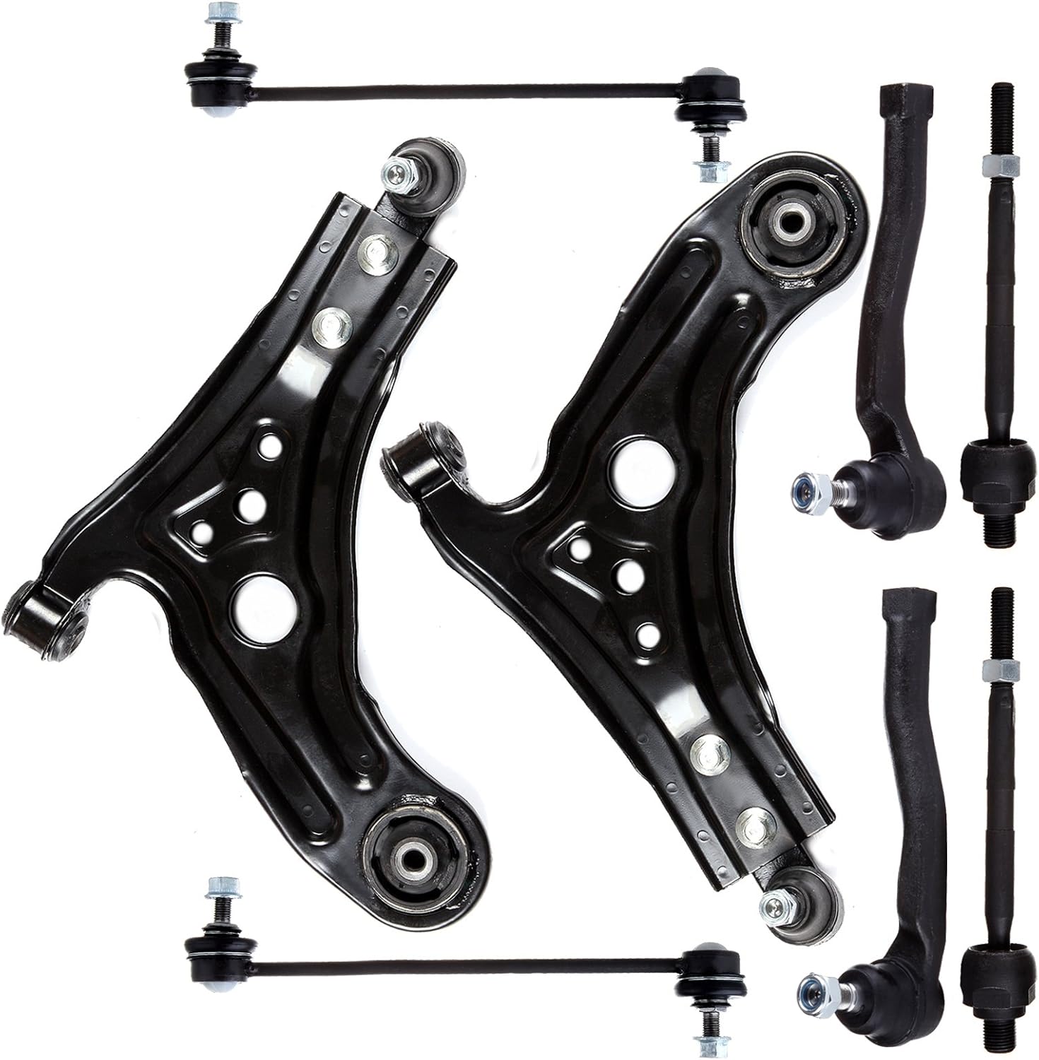 ASAPE 8 Pcs Front Lower Control Arm w/Ball Joint Inner Outer Tie Rod End Sway Bar Link Suspension Kit for Chevrolet Aveo 2004-2011,for Pontiac G3 2009-2010,for Pontiac Wave 2005-2008