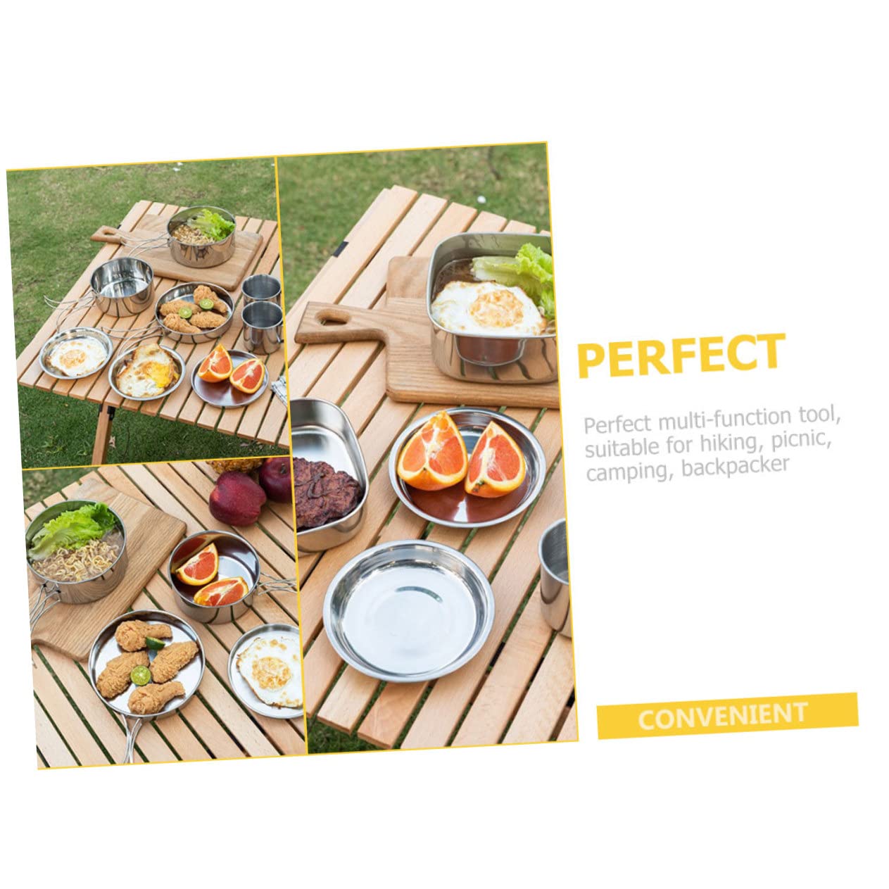 Anneome Completo De Ollas Camping Inoxidable Sartén Platos y Tazas para Acampar y Picnic