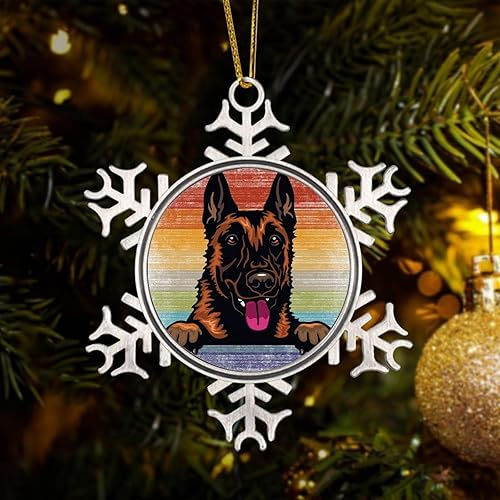 Miniatura 15 de Presa Canario Tree Decoration Ornament - Christmas Snowflake Ornament - Dog Lover Mom Gift Peeking Dog Snowflake Metal Ornaments for Xmas Tree LGBTQ