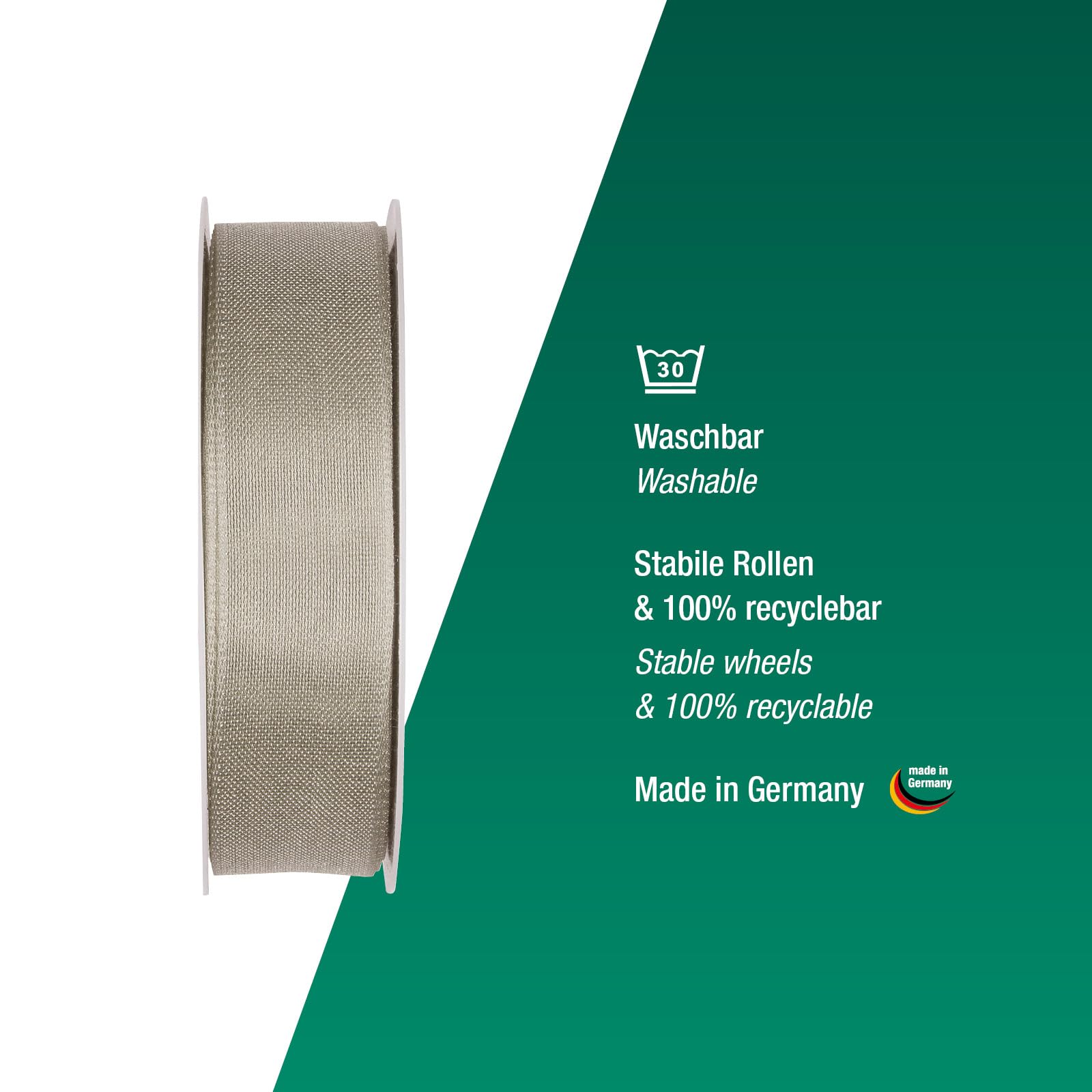 Halbach Seidenbänder Gift Ribbon, linen, 25mm - Image 3