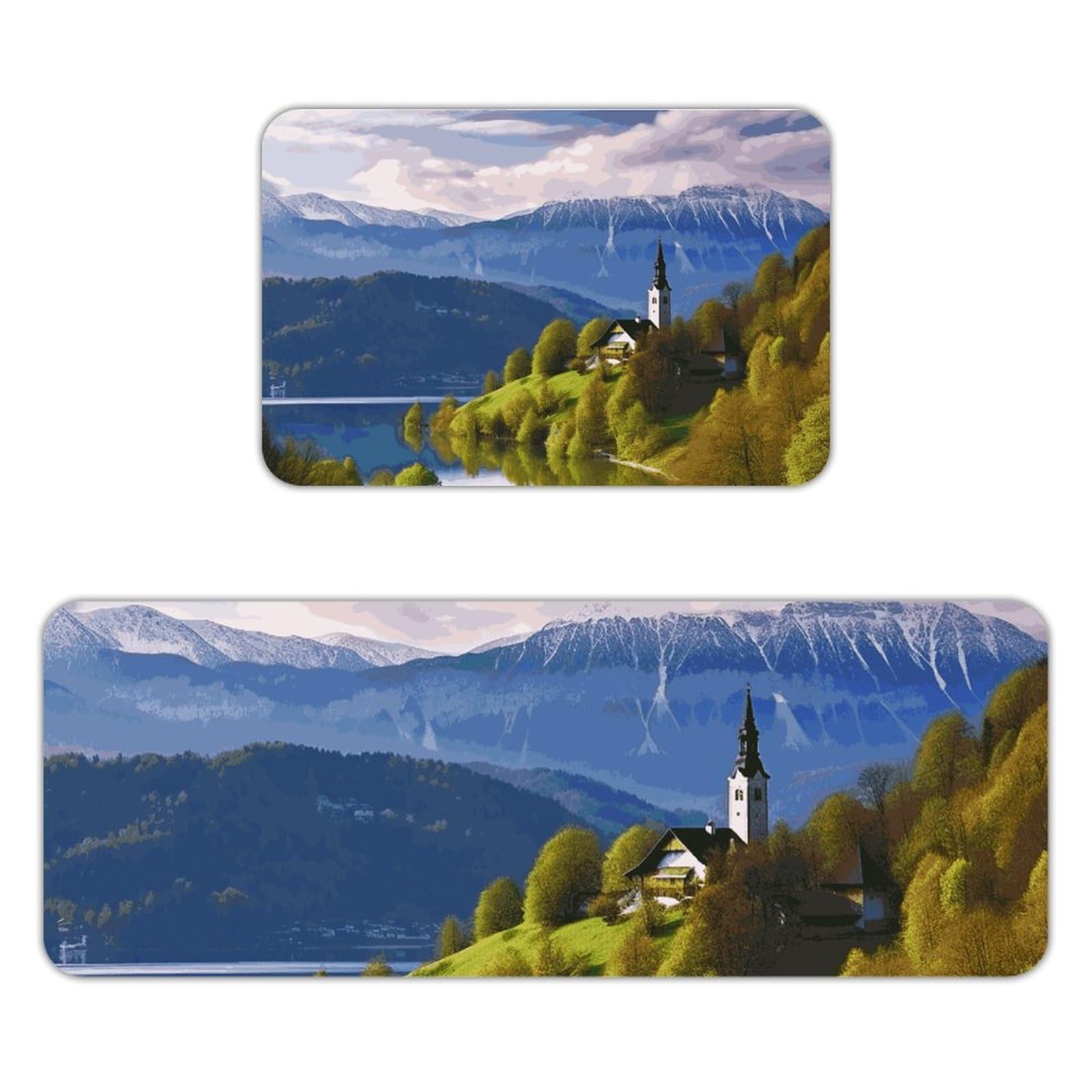 Tapete de cocina de franela aterciopelada con paisaje de Eslovenia lavable y suave