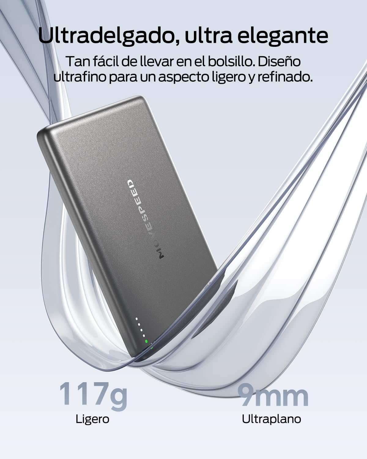 MOVESPEED Magsafe Powerbank 5000mAh Ultra Delgada Powerbank Magnética Pequeña, Cargador Portátil Inalámbrico, Batería Magsafe, Compatible con iPhone 17/16/15 Pro MAX, Galaxy S25 (Gris Espacial)