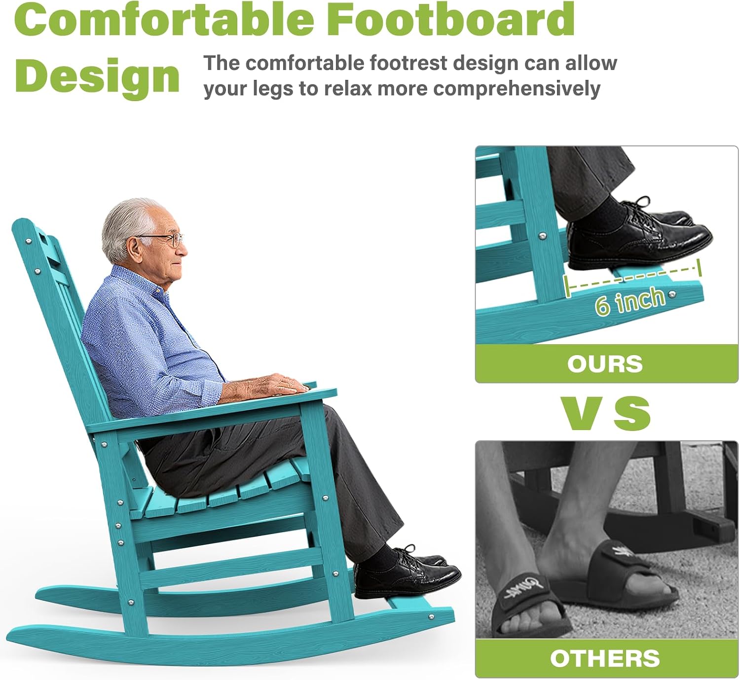Ayge Patio Rocking Chair Set of 2，HDPE Outdoor Rocking Chair for for Garden,Porch,Lawn,Yard,Aruba