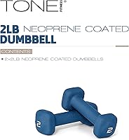 Vista 2 de Tone Fitness Neoprene Dumbbell Weight Pairs with Anti-Roll Square Head Multiple Options