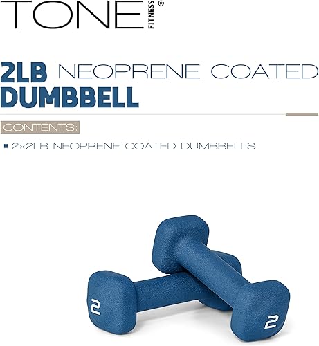Miniatura 2 de Tone Fitness Neoprene Dumbbell Weight Pairs with Anti-Roll Square Head | Multiple Options