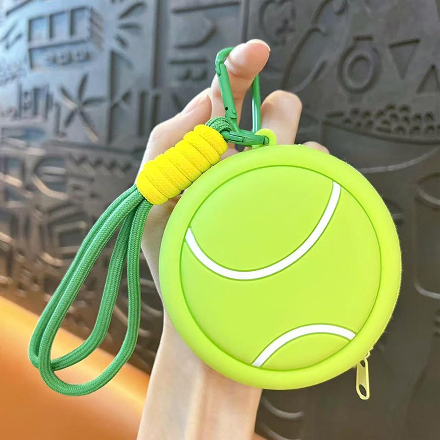 Ball Shape Coin Purse Bag, 13.3x9cm, PVC Sport Theme Coin Purse, Backpack Charm Pouch, Small Storage Case for Keys, Loose Change, Earphones