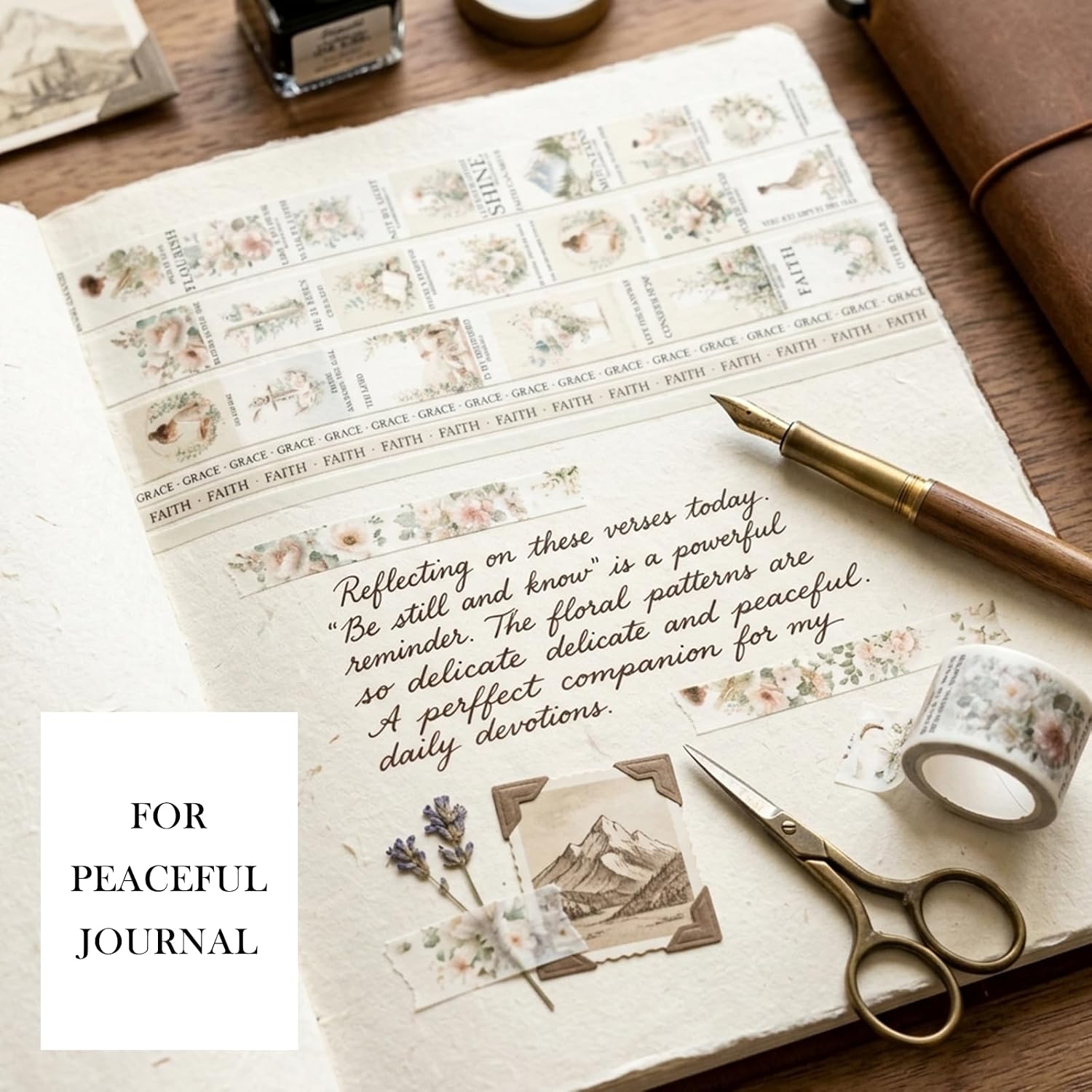 Bible Journaling Washi Tape Set for Women – 10 Rolls Floral Faith Theme Washi Tape with Scripture Verse & Christian Words, Decorative Tape for Planner, Prayer Journal Supplies (10) image 5