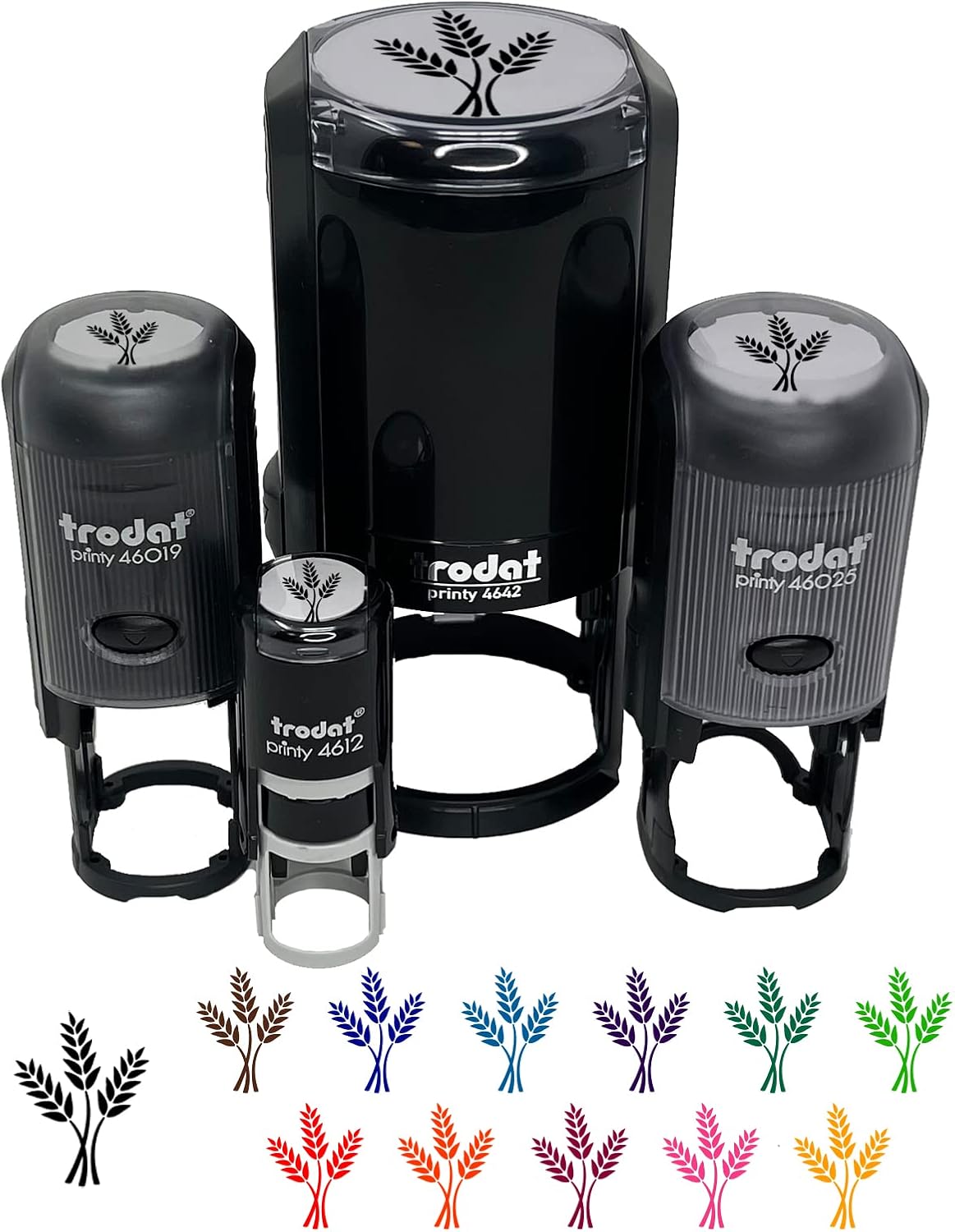 Wheat Stems Bread Baking Self-Inking Rubber Stamp Ink Stamper for Stamping Crafting Planners - 1-1/2 Inch Large - Black Ink