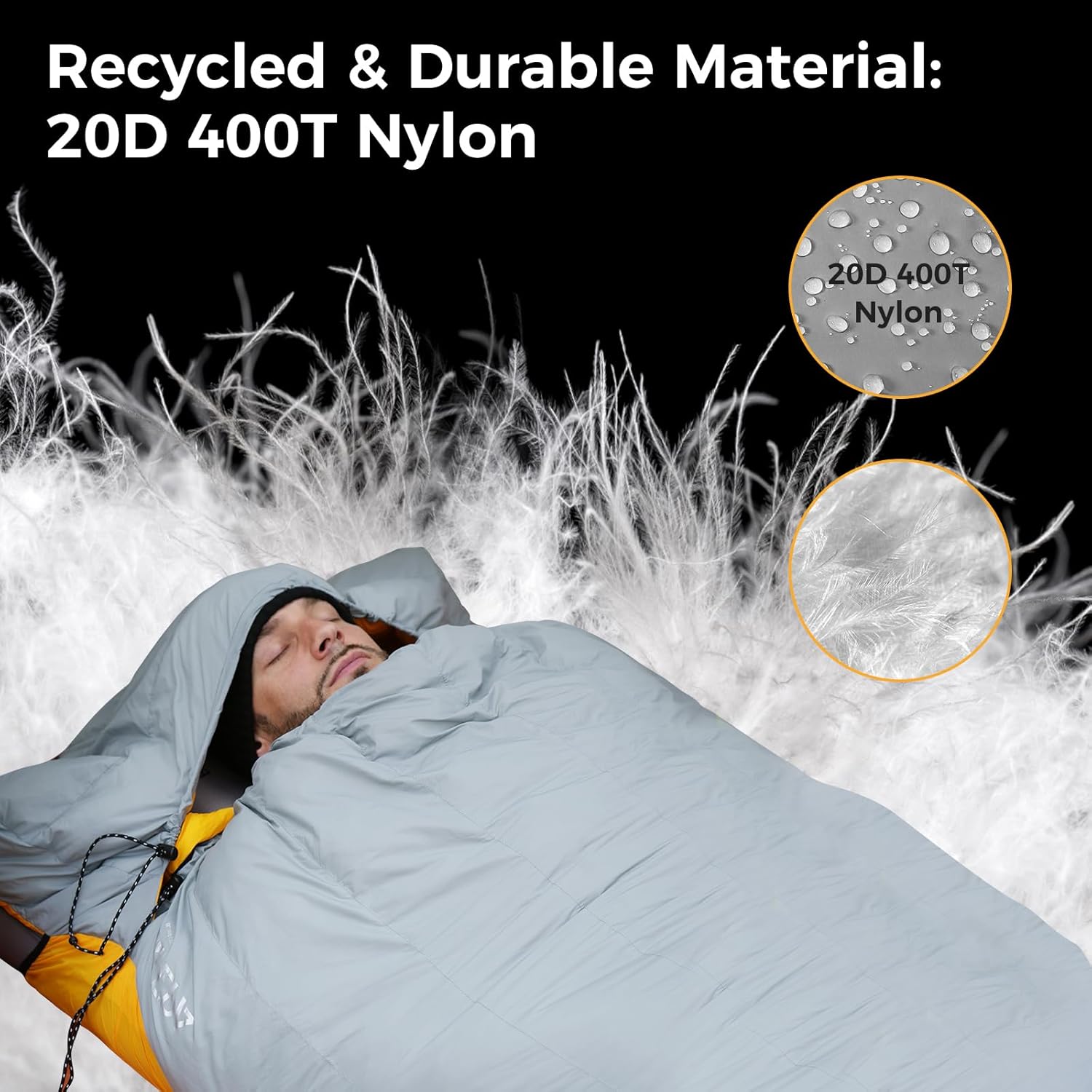 ATEPA Down Sleeping Bag for Adults, Recycled Ultralight 35°F 40°F 45°F 50°F 650FP / 700FP 3 Season Compact Sleeping Bags with Compression Sack for Backpacking Camping Hiking, Can Be Attached to Pad