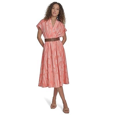 Calvin Klein Belted Striped Commuter Midi Women