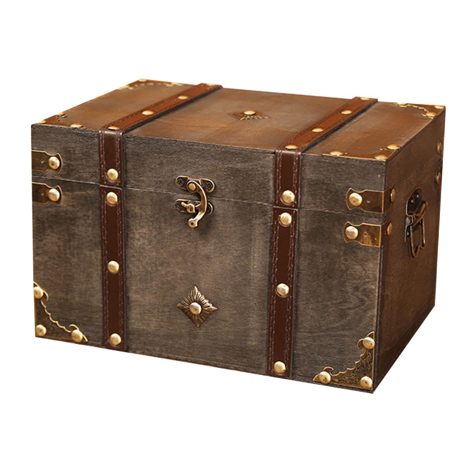 Coffret à bijoux vintage en bois précieux, boîte de rangement XL aux finitions anciennes