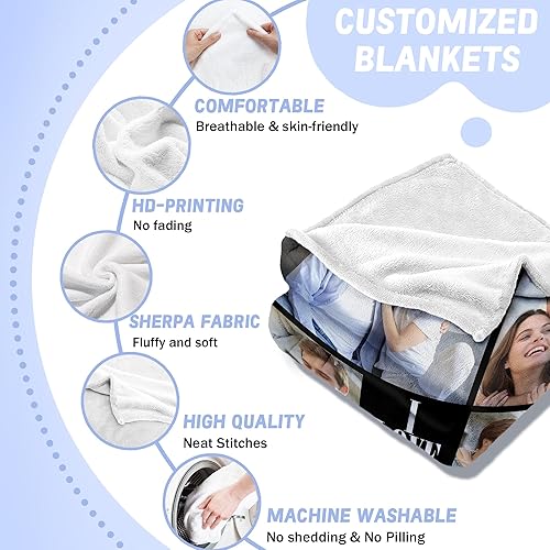 Miniatura 3 de Youltar Manta personalizada con fotostexto, manta personalizada con fotos para familiares y amigos, Navidad, Halloween, cumpleaños, boda, regalos