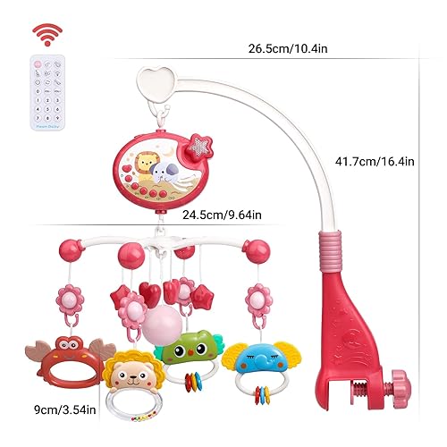 Miniatura 3 de Mini Tudou Móvil para cuna de bebé con música y luces, control remoto de rotación de 360 para cuna con 400 canciones de cuna, luz nocturna de