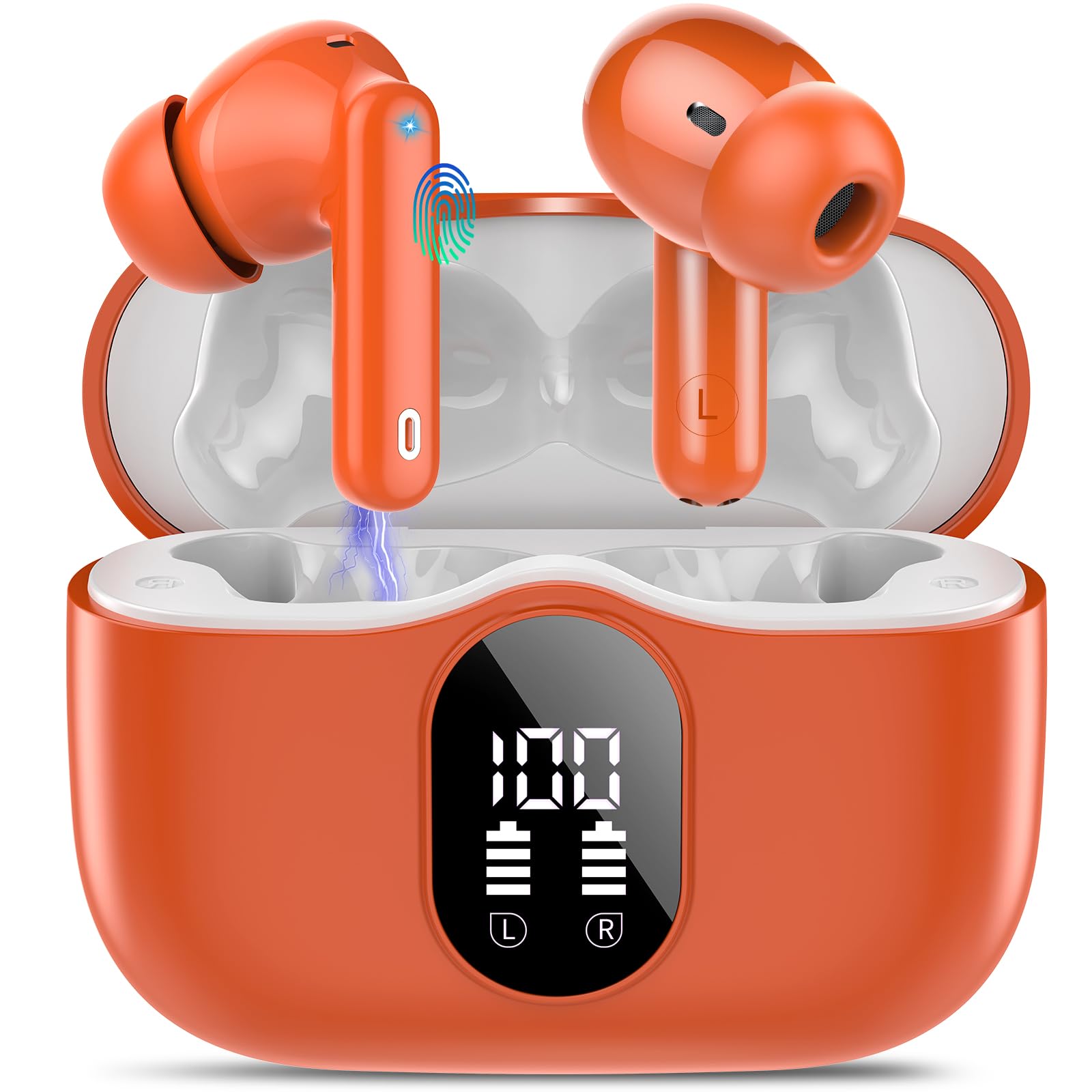 Btootos Auriculares Inalámbricos, Bluetooth 5.3 con HD Micrófono HiFi Estéreo Pantalla LED, Reducción de Ruido, 13 mm Controlador dinámico, IP7 Impermeable 36H Cascos Inalambricos — view 8