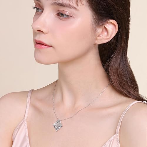 Miniatura 3 de Collar de piedra natal para mujer, plata de ley 925, collar de flor de corazón de amor, joyería delicada, regalos para mujeres, esposa, novia