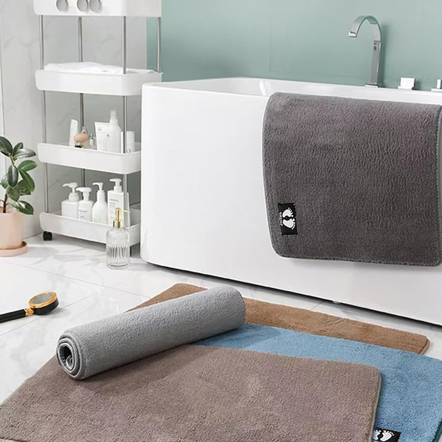 [DLAWF] 吸水マット 速乾 デザイン04 吸水 浴室足ふきマット 抗菌 洗える ふわふわ 厚手 お風呂マット 浴室 風呂 足ふ