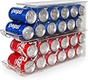 Soda Can Organizer with Lids, Stackable Soda Can Dispenser for Refrigerator, Clear Can Holder Organization and Storage Bins for Fridge, Kitchen, Countertop, Drink Pantry Organizers, Holds 12 Cans Each