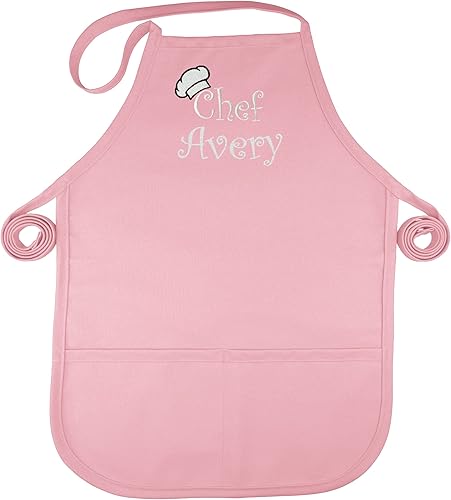 Miniatura 10 de Personalized Kids Apron Kid or Toddler Apron Sizes Choice of Color and Thread Rosa fuerte