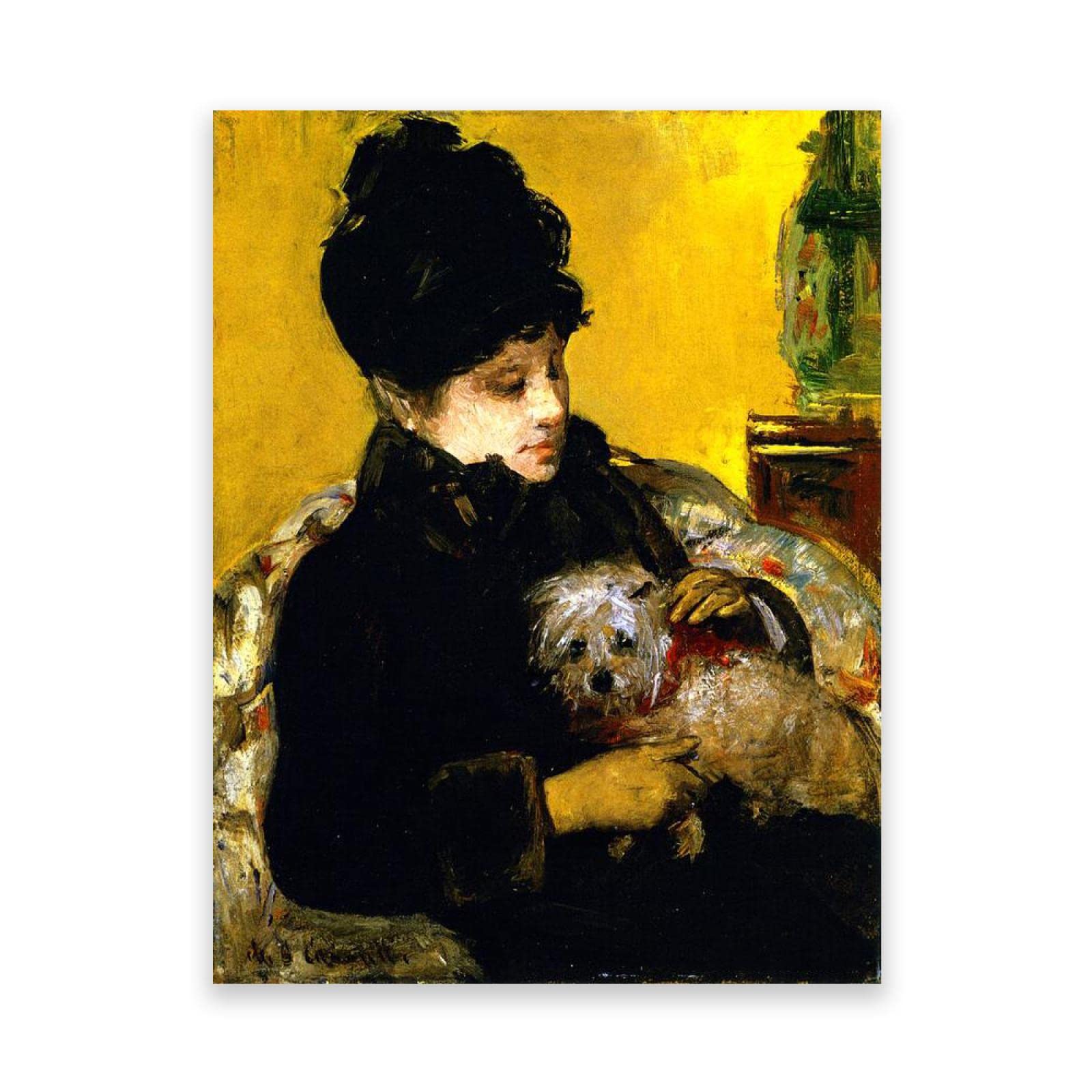 Amazon.co.jp: メアリー・カサット「マルチーズ・ドッグ」キャンバスに