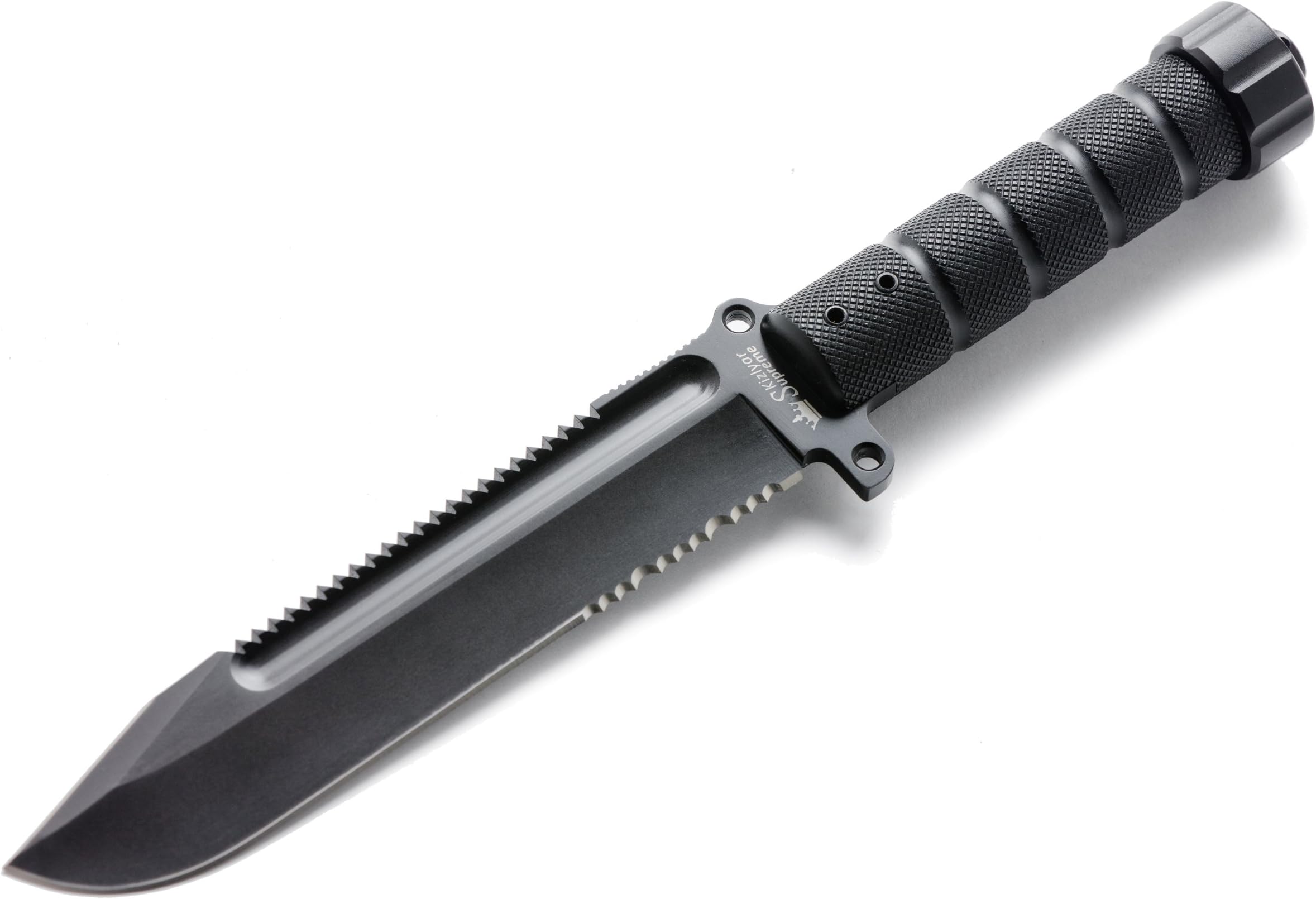 Kizlyar KK0077 Survivalist D2 Russian Made Titanium Tactical Knife, Black