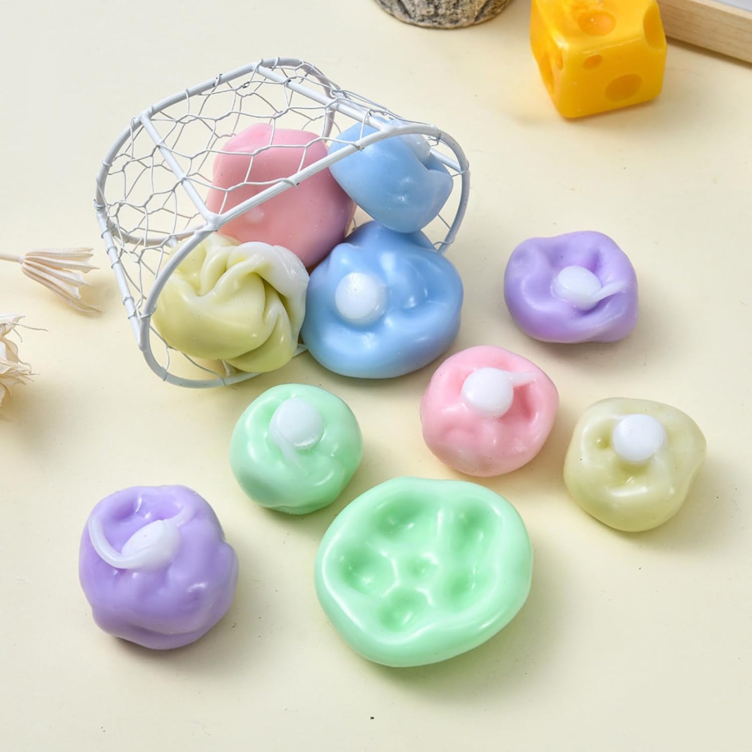 Stress Relief Sand Glutinous Balls, Mini Squishy Stress Balls Fidget Toys, Funny Shapeable Vacuum Stressball for Kids & Adults, Slow Rising Squeeze Sand Stressball Sensory Pinch Toy (Random Color)