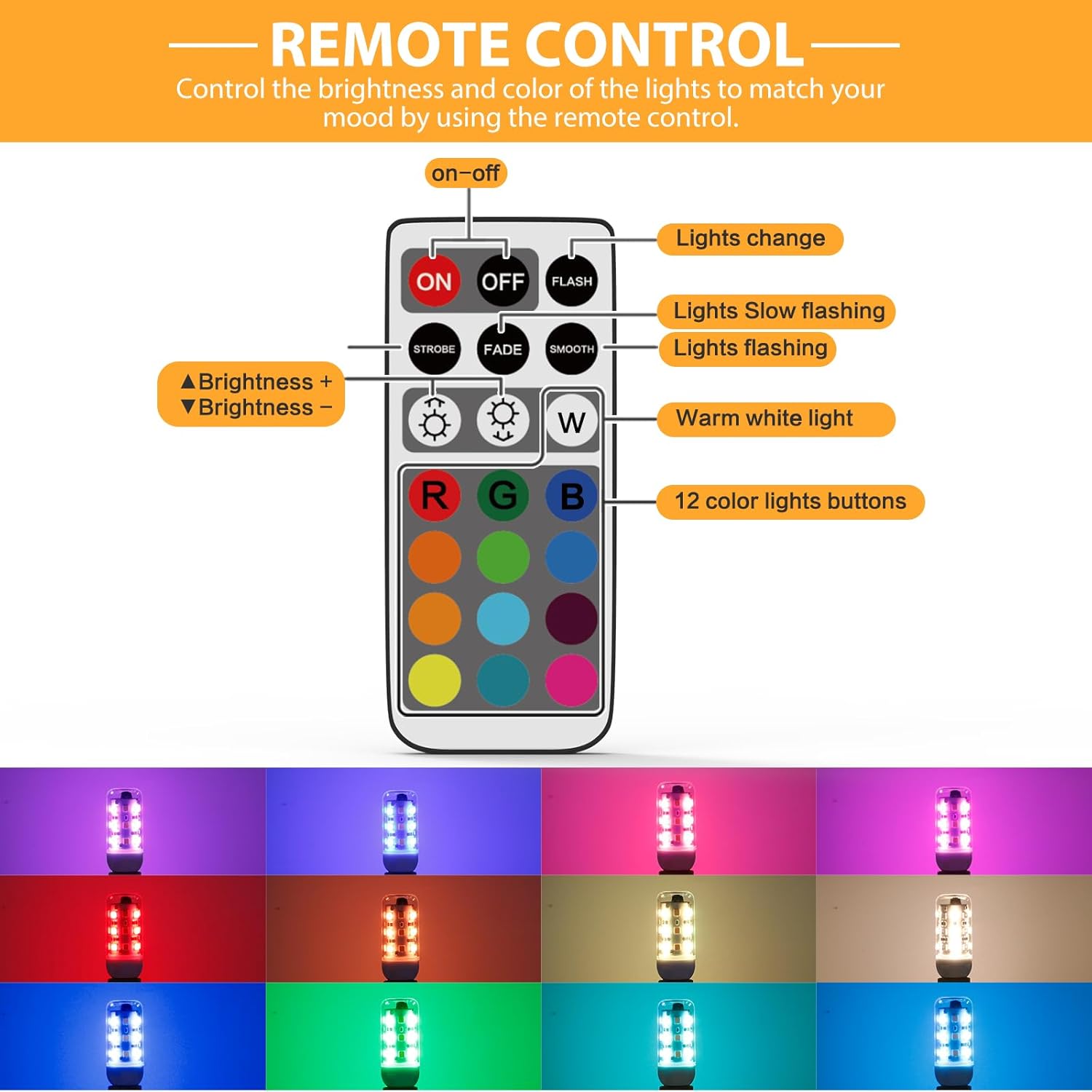 YUIIP RGB Color Changing LED Light Bulbs with Remote Control, 2W Dimmable G9 RGB LED Bulb, 200LM, 20W Halogen Equivalent, 3000K Warm White G9 Base Mood Light Bulb for Home Decor, Party, Pack of 2