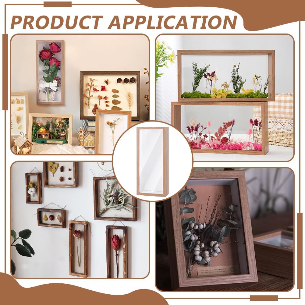 2Pcs Shadow Box Display Case, 14.4x6.1x2.56Inch Rectangle MDF Shadow Box Frame with Nail Hangers and Hook for Mother's Day Awards Memorabilia Flower Pictures Keepsakes Medals(Peru)