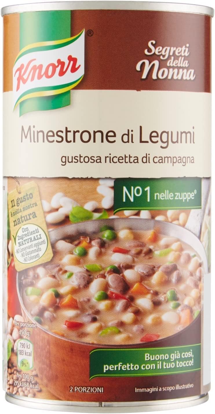 Italian Gourmet Hülsenfrüchte Minestrone Suppe 12 x 500 g Dose – Herzhafte italienische Gemüsesuppe mit Bohnen & Leguminosen, Großpackung Vorrat, schnell servierfertig + Italian Gourmet Polpa