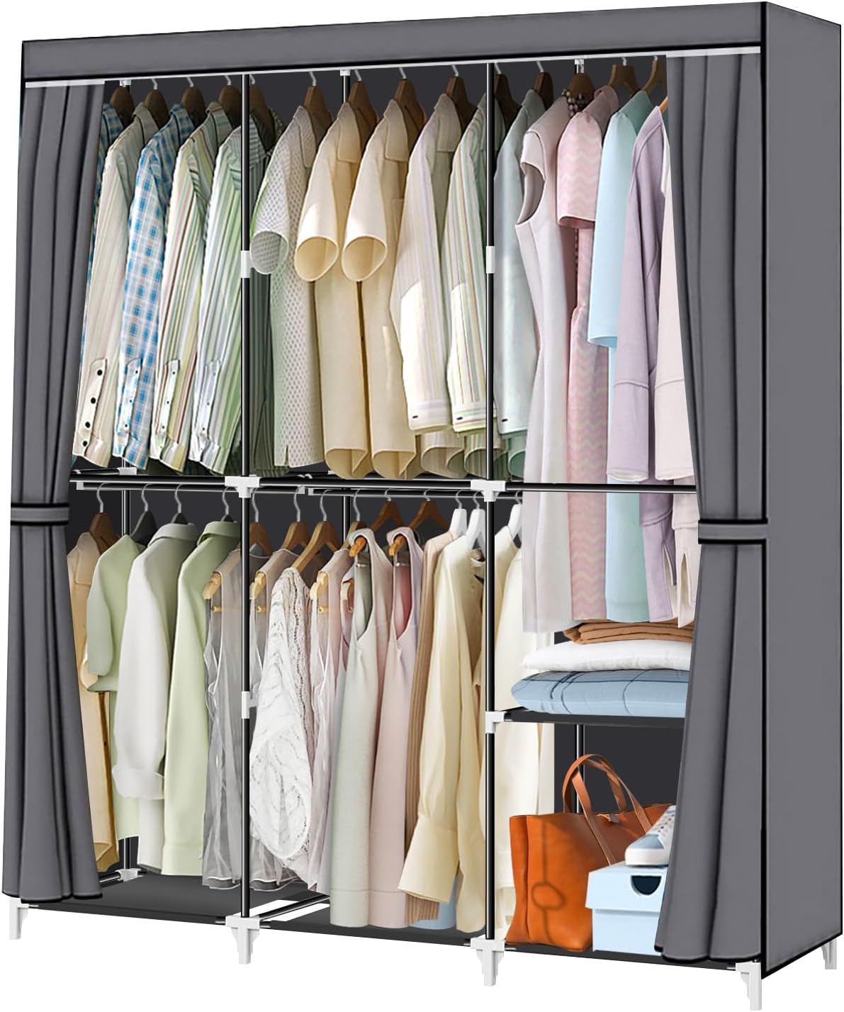 Portable Closet, YOUUDI 50 Inch Wardrobe Closet for Hanging Clothes ...
