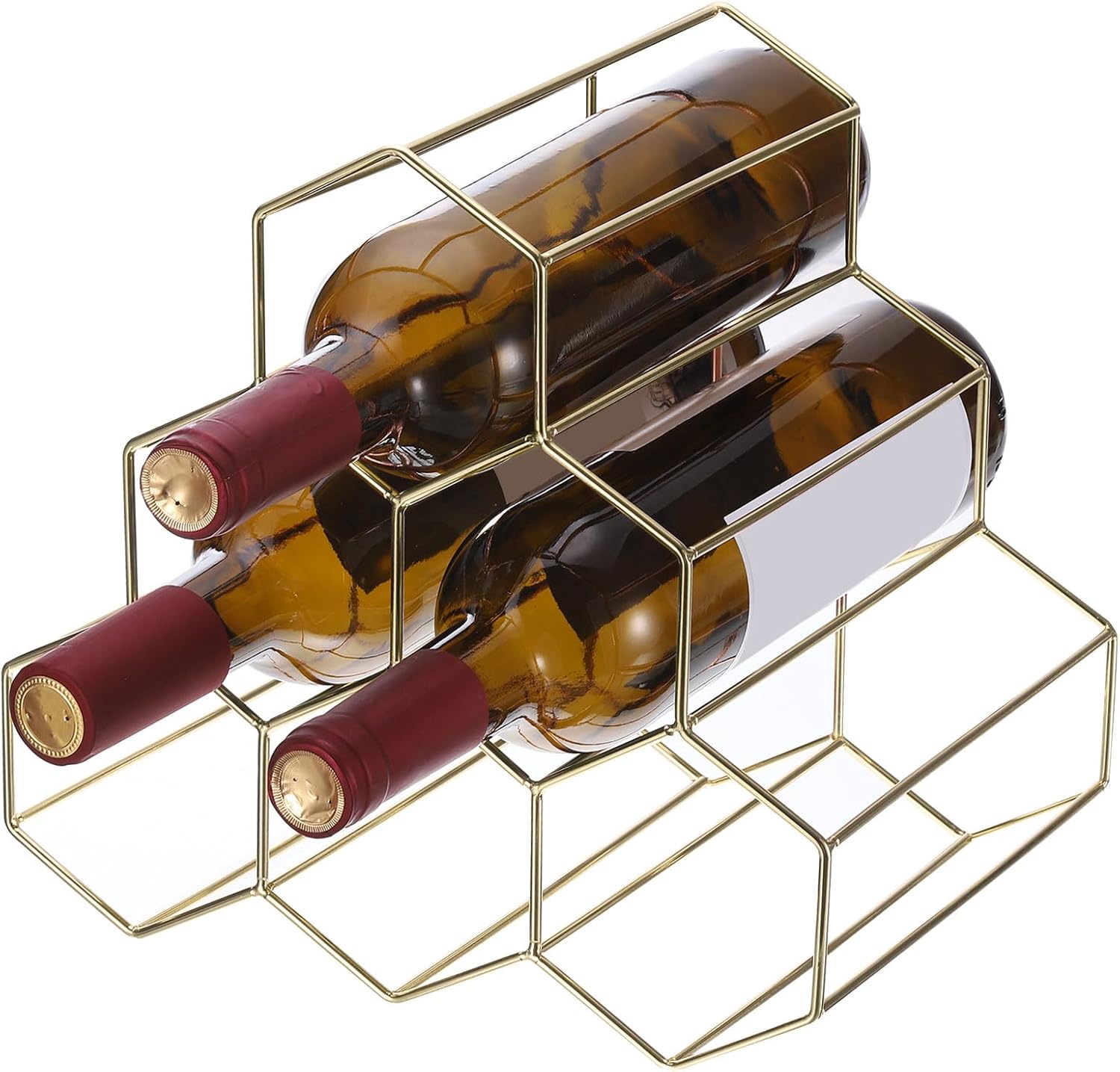 Soporte para Botellas de Vino de Metal uxcell, 6 Botellas, Dorado