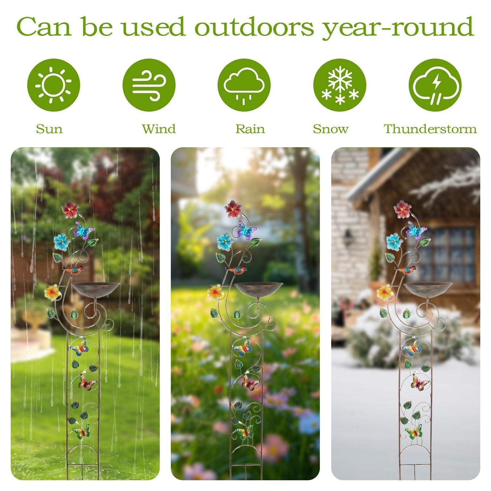 Bebederos para Aves de Exterior Incluye Estaca, Soporte De Plantas, | Para Pájaros Independiente Para Jardín Patio Césped Patio Trasero Fuente De Agua Decorativa Exterior Cuenco