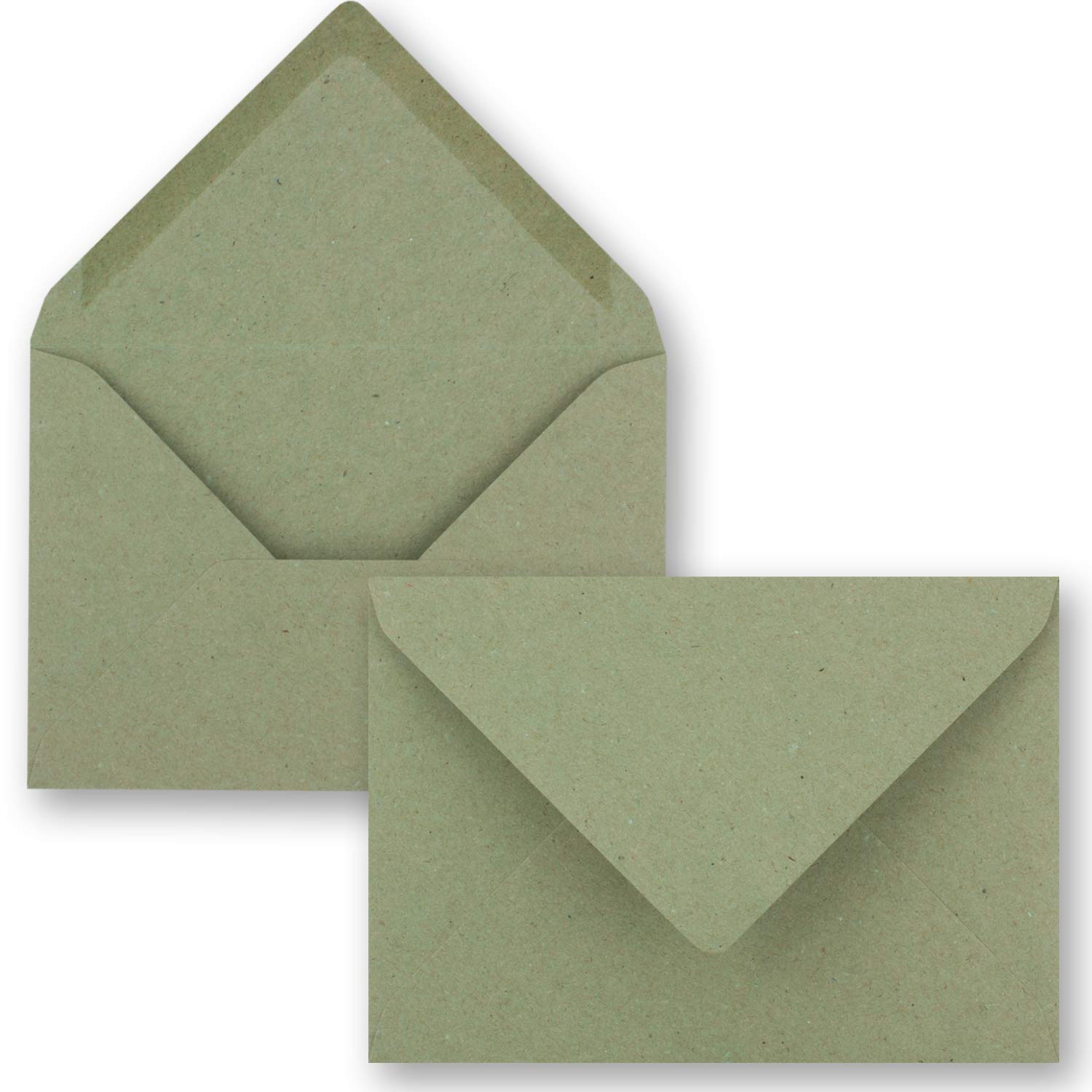 NEUSER PAPIER 10x green vintage kraft paper folding cards Set including envelopes and inserts DIN A6-10.5 x 14.8 cm green recycled blank - Image 2