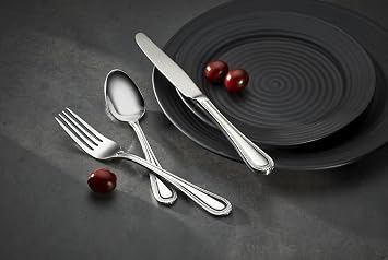 Oneida Silverware Set For 8, Countess 45-Piece Everyday Flatware Set with Serving Utensils, Service For 8, Bead Pearl, 18/0 Stainless Steel, Dishwasher Safe,Knives Spoons & Forks Set (Silver 45 Piece)
