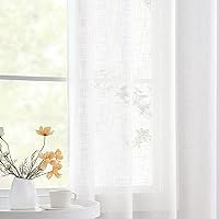 Vista 1 de Treatmentex Cortinas traslúcidas de lino con textura blanca para sala de estar, 84 pulgadas de largo, paneles de cortina semitransparentes