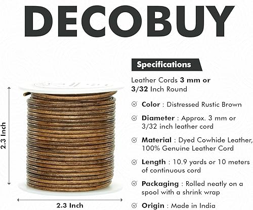 Miniatura 2 de Cordón redondo de cuero de 0.118 in, cuerda de 11 yardas para hacer joyas, pulseras, collares, trenzas Kumihimo, envolturas, manualidades,