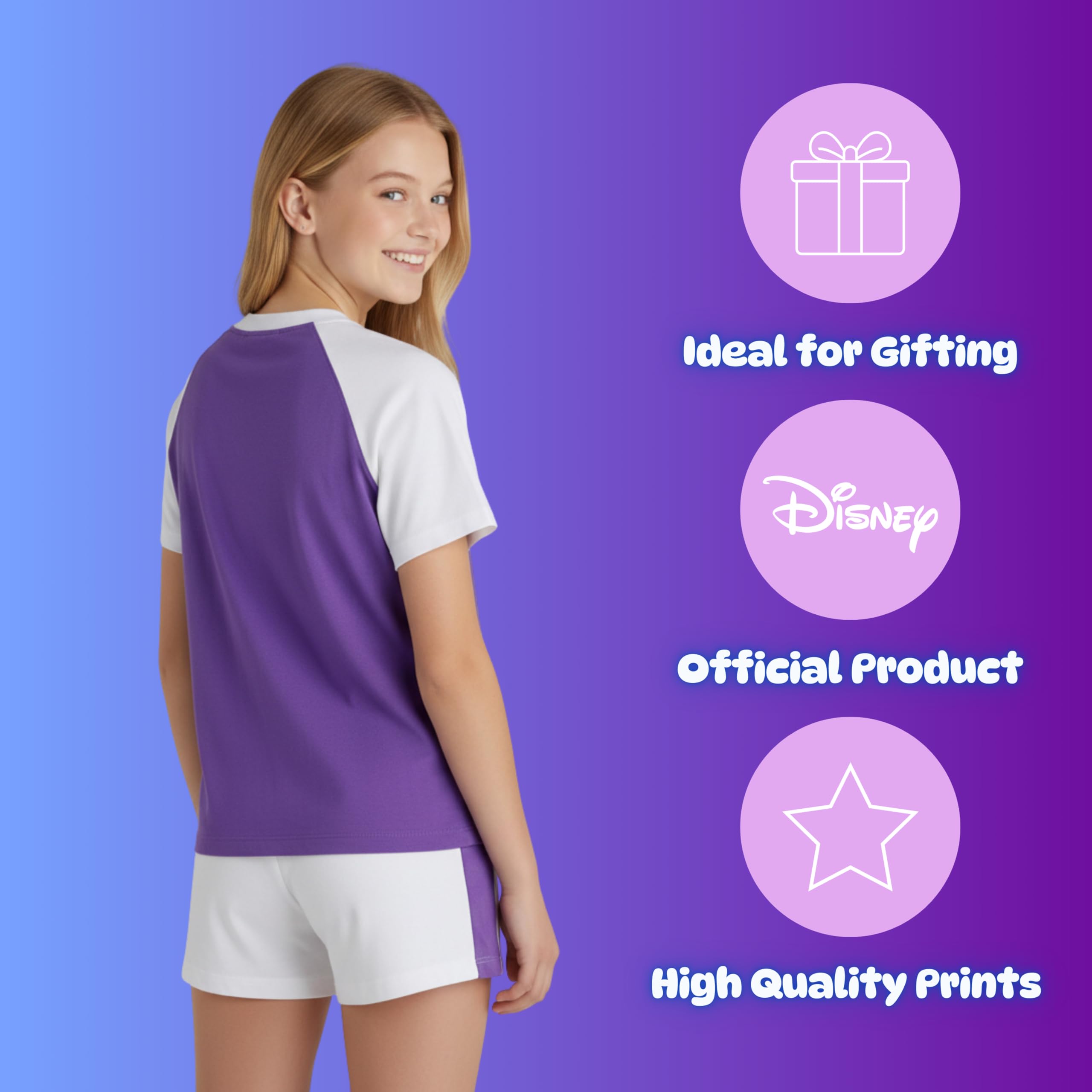 Disney Stitch Camiseta y Pantalon para Niña, Conjunto 2 Piezas Camiseta Manga Corta y Pantalon Corto, Tallas 8 a 14 Años