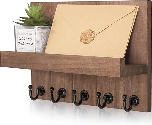 Rebee Vision Llavero decorativo para pared con estante, ganchos para llaves de granja para organizador de estante de pared para decoración de pared