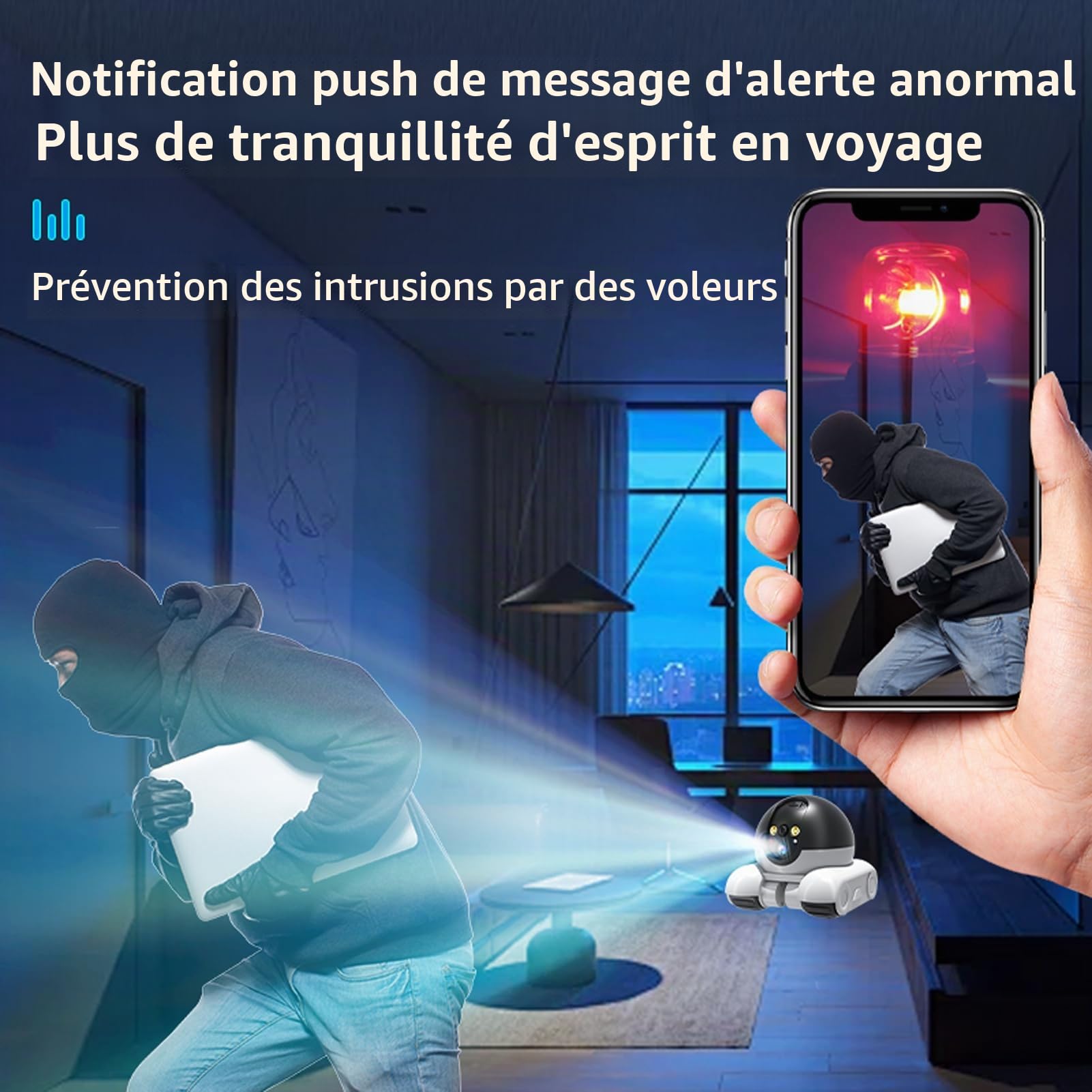 Caméra pour Animaux de Compagnie ,Caméras Mobile D'intérieur 1080P,2 Voies de Communication,Détection de Mouvement,Vision Nocturne,Caméra Mobile sans fil avec Télécommande APP pour Chats et Chiens