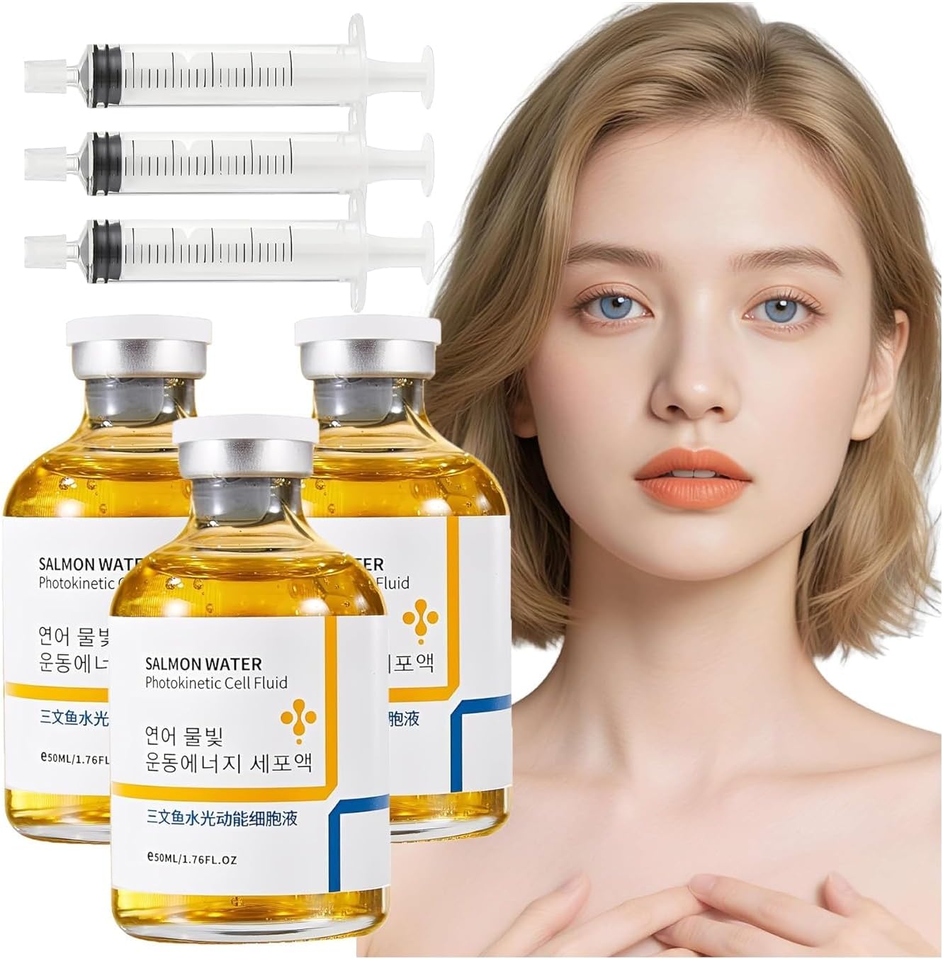 Salmon Anti-Wrinkle Serum, Salmon Water Light Anti-Wrinkle Essence, Hydrates & Moisturizes, Moisturizes Skin, Liftingand Firming, For All Skin Types,3pcs