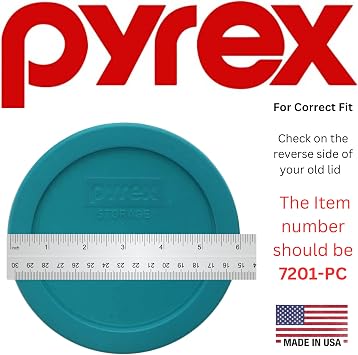 Pyrex 7201-PC 4-Cup Turquoise Food Storage Lids (4-Pack) - Made in USA