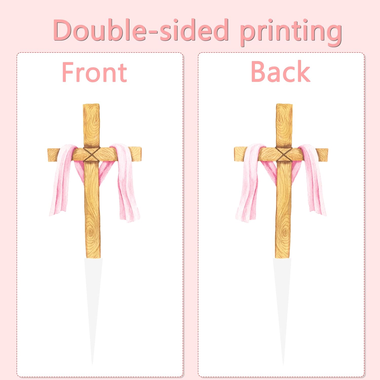 Floral Cross Cupcake Toppers 48Pcs God Bless Flower Party Decorations Colorful Baptism Cross Cake Toppers for Spring Newborn Easter First Communion Baby Shower Supplies