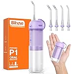 Bitvae P1 Water Dental Flosser, Portable Water Cleaner Picks, Cordless Mini Water Teeth Cleaners with Telescopic Water Tank, IPX7 Waterproof Oral Irrigator, Brace & Sensitive Teeth Care, Purple