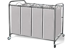 STORAGE MANIAC Laundry Sorter 4 Section - Laundry Hamper with Wheels, Laundry...