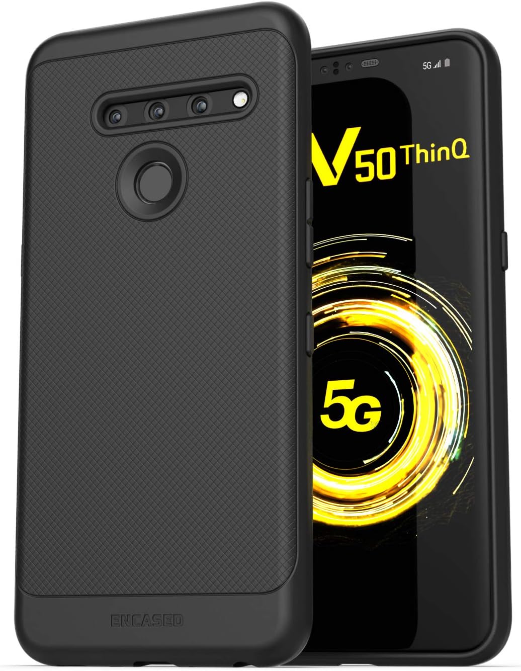 Encased LG V50 ThinQ Case (Thin Armor) Slim Fit Flexible Grip Phone Cover - Black