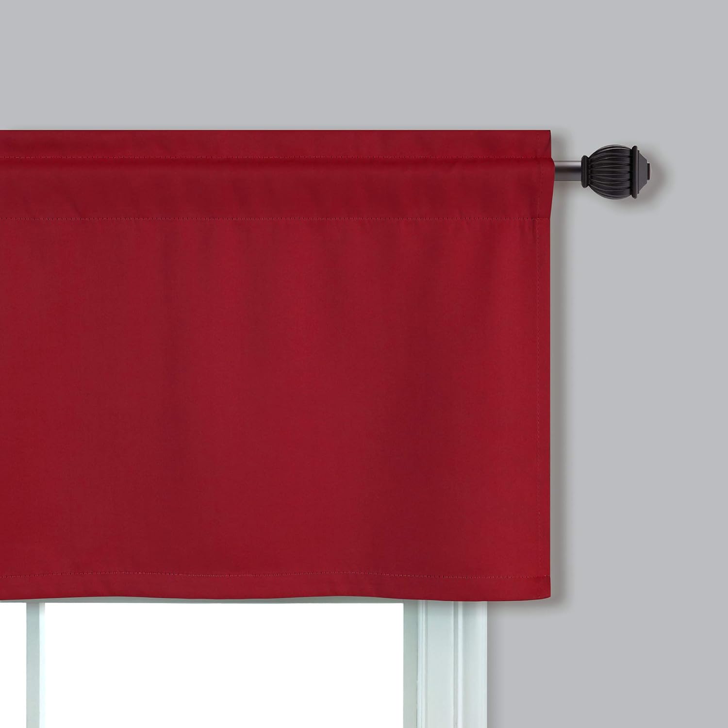 Mrs.Naturall Red Kitchen Valances 2 Pack Rod Pocket Blackout Insulated Thermal Room Darkening Short Curtain Valances for Living Room Windows 52 x 18 Inch Length