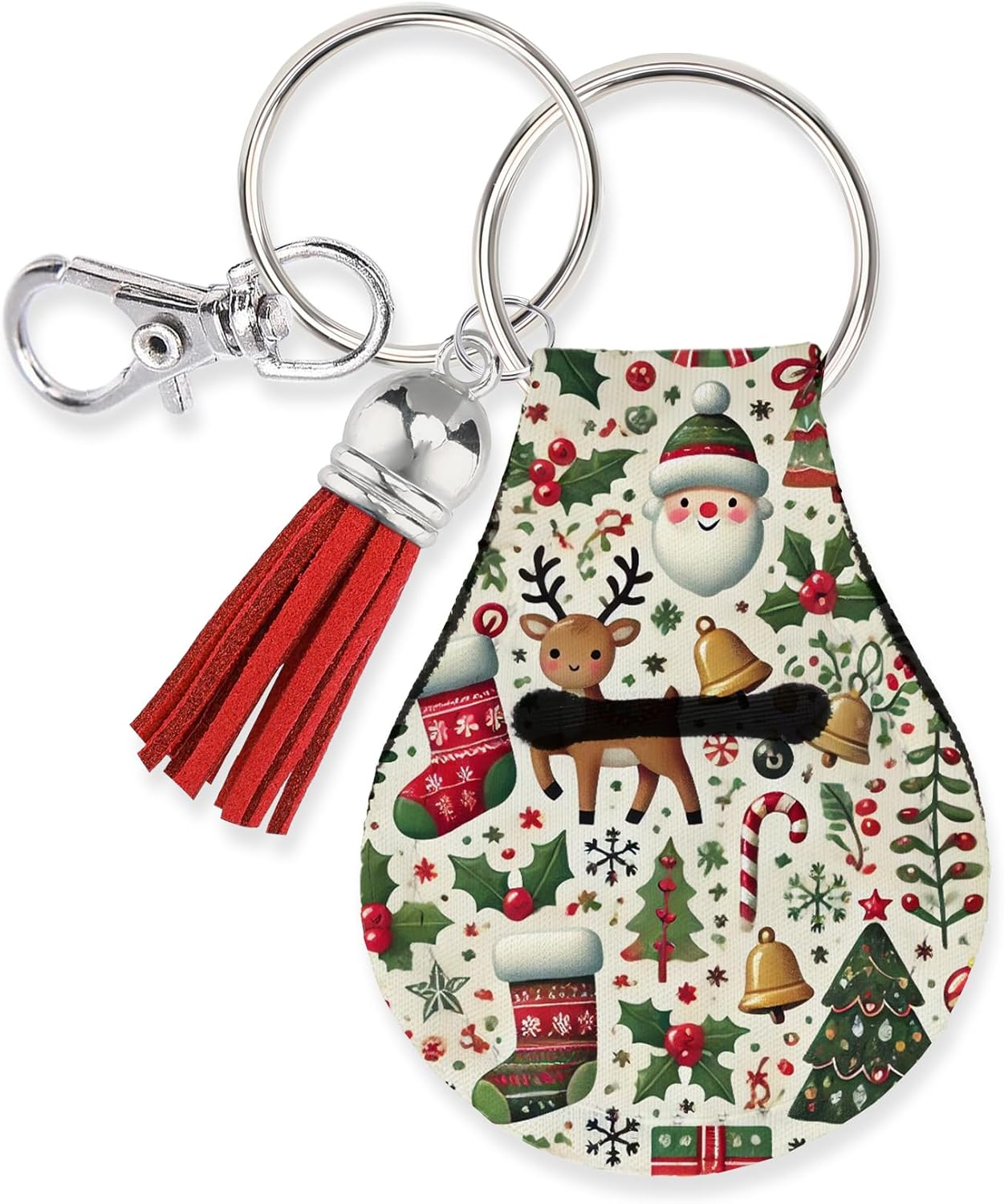 Jolitee Neoprene AirTag Compatible Case Keychain – Durable & Stylish Holder with Secure Ring and Clip, Compatible with Apple AirTag (Christmas Deer)