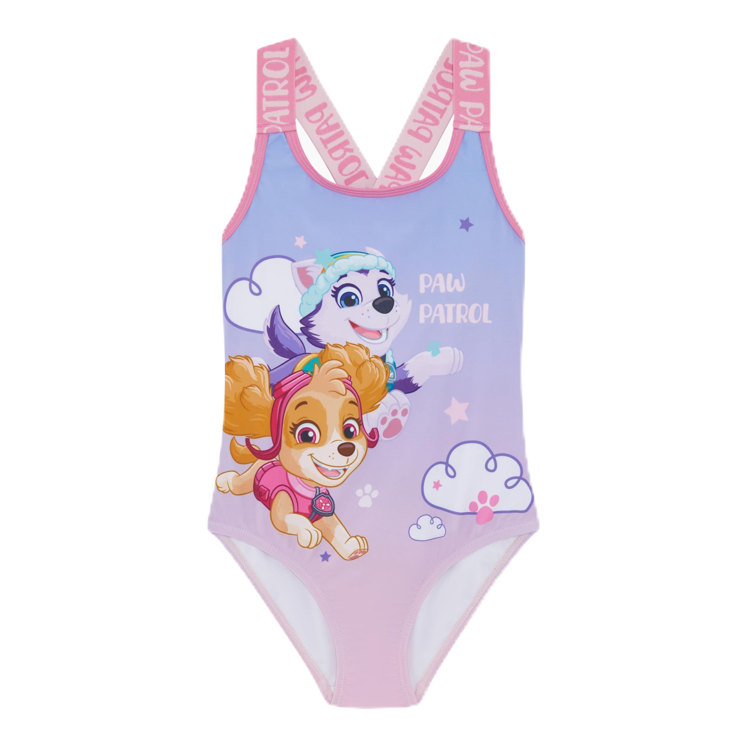 Paw Patrol Official Girl's Swimwear, One Piece Swimming Costume Featuring Skye and Everest, Pink, Age 4-5 Years