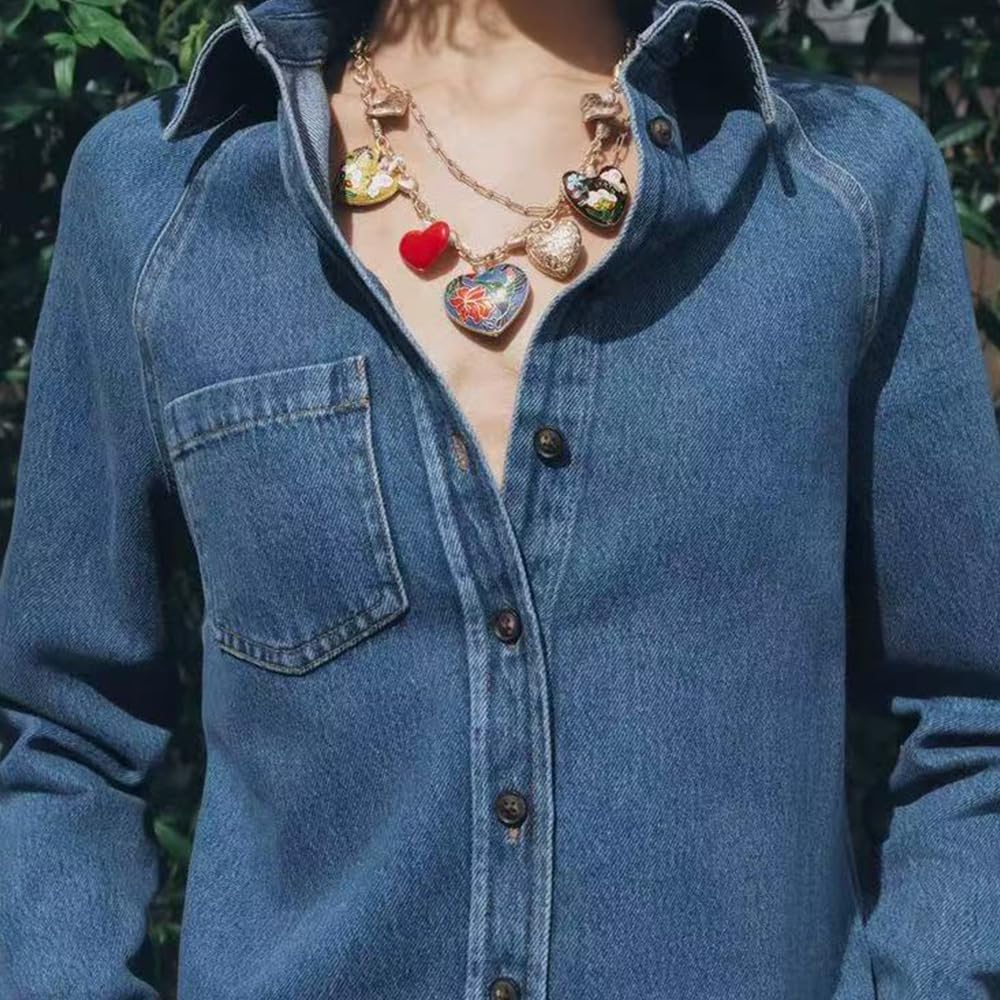 LUREME Boho Love Necklace - 7 Charm Golden Pendant Necklace, Adjustable Layered Jewelry for Women (nl006379) - Image 8