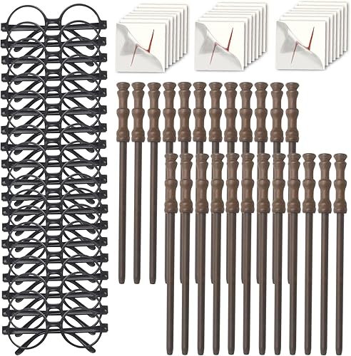 Juego de suministros para fiesta temática de magos, 24 lápices de varita, 24 lentes de mago con marco redondo sin lentes, 24 tatuajes temporales